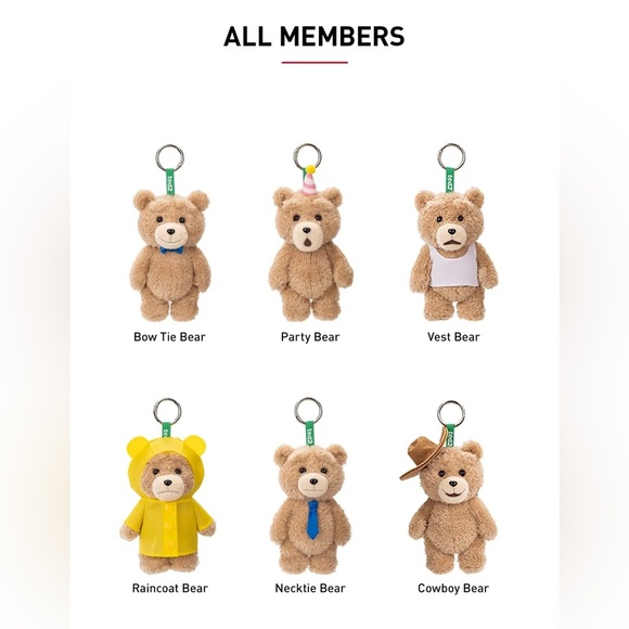 Pop Mart Ted 2 necktie bear keychain Toy Charm - Picture 2 of 3